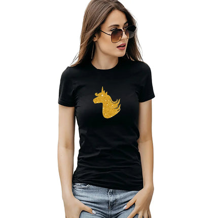 Unicorn Black Gold Cotton T-shirts for Kids and Adults fancydresswale.com