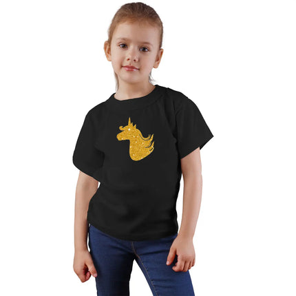 Unicorn Black Gold Cotton T-shirts for Kids and Adults fancydresswale.com
