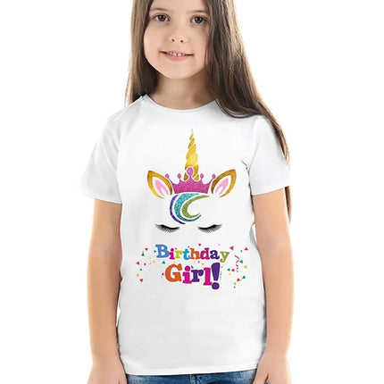 Unicorn Brthday Princess Costume Set- Tutu Multicolor Skirt, Assorted Headband, T-Shirt and Sash Fancydresswale