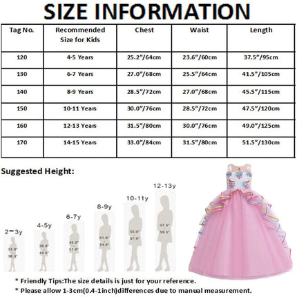 Unicorn Princess Costume Birthday Pageant Party Dance Performance Carnival Long Maxi Tulle Fancy Dress Up Outfits -Orange Fancydresswale