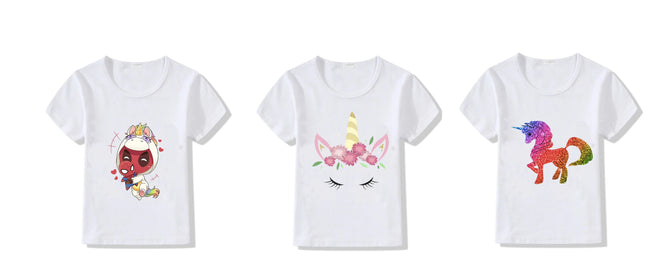 Unicorn T-shirts for girls - set of 3 Beautiful costumes Fancydresswale.com