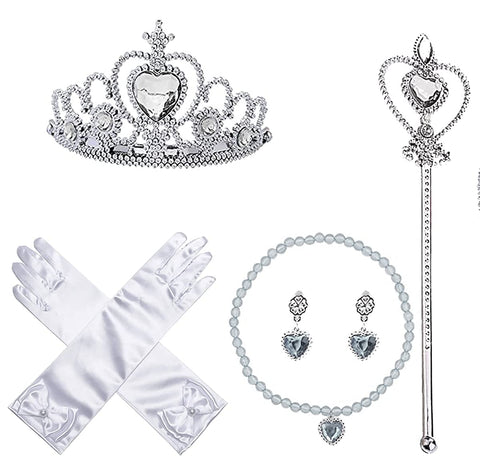 Princess Elsa Cinderella Rapunzel Plastic Dress up Accessories Set for Girls White