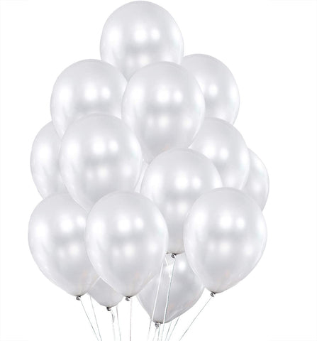 Fancydresswale Party Balloons 12 inch White Metallic Chrome Helium Shiny Latex Thicken Balloon Perfect Decoration for Wedding Birthday Baby Shower Graduation Christmas Carnival