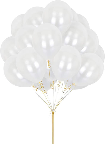 Fancydresswale Party Balloons 12 inch White Metallic Chrome Helium Shiny Latex Thicken Balloon Perfect Decoration for Wedding Birthday Baby Shower Graduation Christmas Carnival