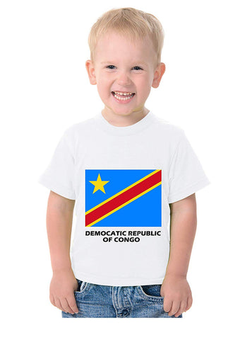 Country National Flag Costume Theme T Shirt for Kids ( Democratic Republic of The Congo )