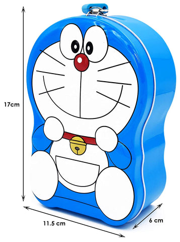 Doraemon Metal Body Piggy Bank Saving Money Box for Kids with Lock and Key
