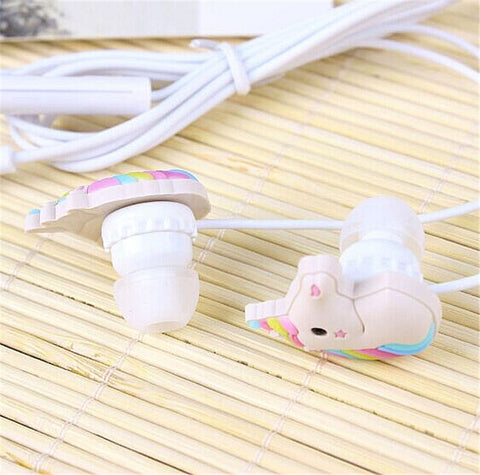 Cartoon Earphone 3D Cute Animal Unicorn Earbuds Headphones suitable to Remote and Mic for Apple Samsung HTC Android smartphones Tablets hands-free/in-ear style earbuds of Electronics Wired 3.5 mm