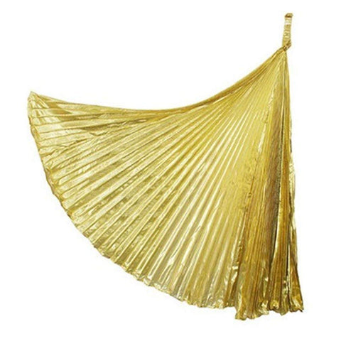Opening Belly Dance Isis Wings Dancing Props with Sticks Rods-Golden