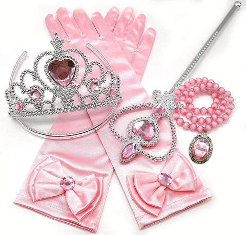 Princess Elsa Cinderella Rapunzel Plastic Dress up Accessories Set for Girls (Pink)