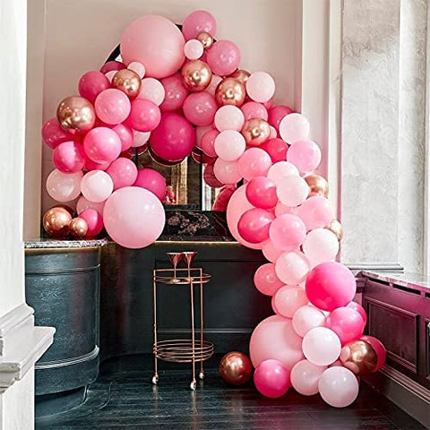 Fancydresswale Party Balloons 12 inch Pink Metallic Chrome Helium Shiny Latex Thicken Balloon Perfect Decoration for Wedding Birthday Baby Shower Graduation Christmas Carnival
