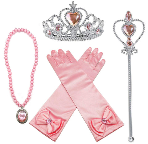 Princess Elsa Cinderella Rapunzel Plastic Dress up Accessories Set for Girls (Pink)