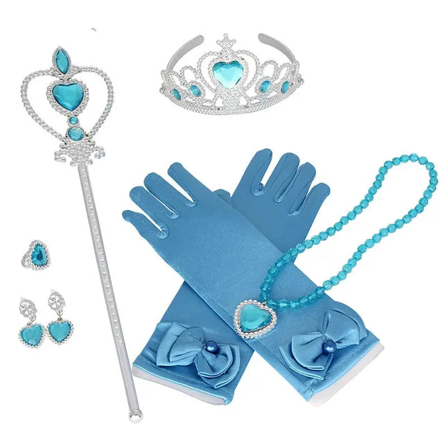 princess elsa and Anna for frozen Gloves Heart Wand Earrings Ring Set girls gift Fancydresswale.com