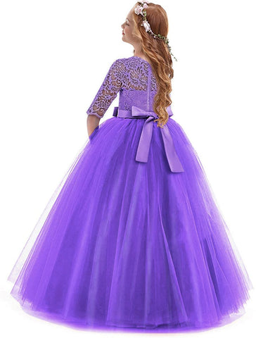 Fancydresswale Princess Floor Length gown for Girls- Dark Purple