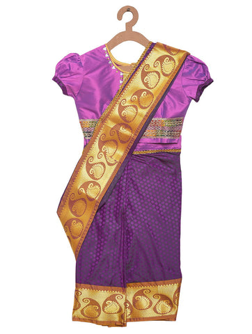 South Indian Ready to Wear Prestich  Festive Saree with Blouse For Girls