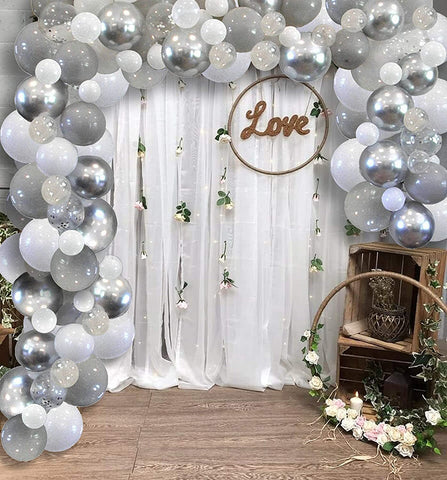 Fancydresswale Party Balloons 12 inch Silver Metallic Chrome Helium Shiny Latex Thicken Balloon Perfect Decoration for Wedding Birthday Baby Shower Graduation Christmas Carnival