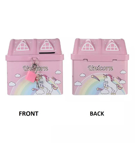 Unicorn Coin Bank Creative Exquisite Durable Storage Pot Piggy Bank Money Box with Lock and Key in Assorted Colour for Kids Bedroom Gift