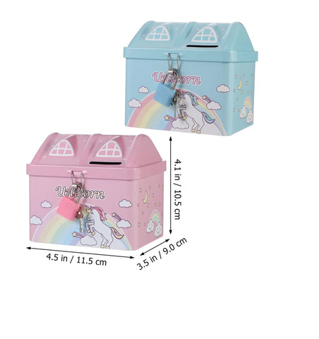 Unicorn Coin Bank Creative Exquisite Durable Storage Pot Piggy Bank Money Box with Lock and Key in Assorted Colour for Kids Bedroom Gift