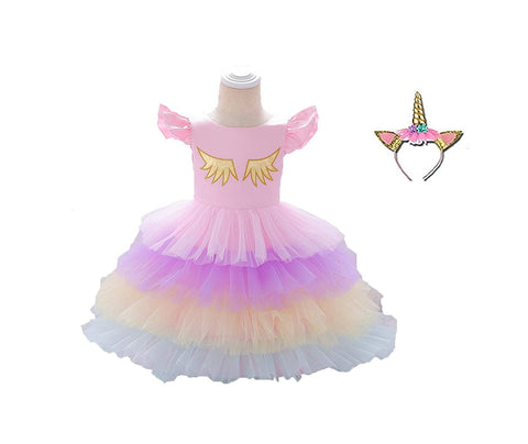 Unicorn Dress for Girls- Glowing Pink
